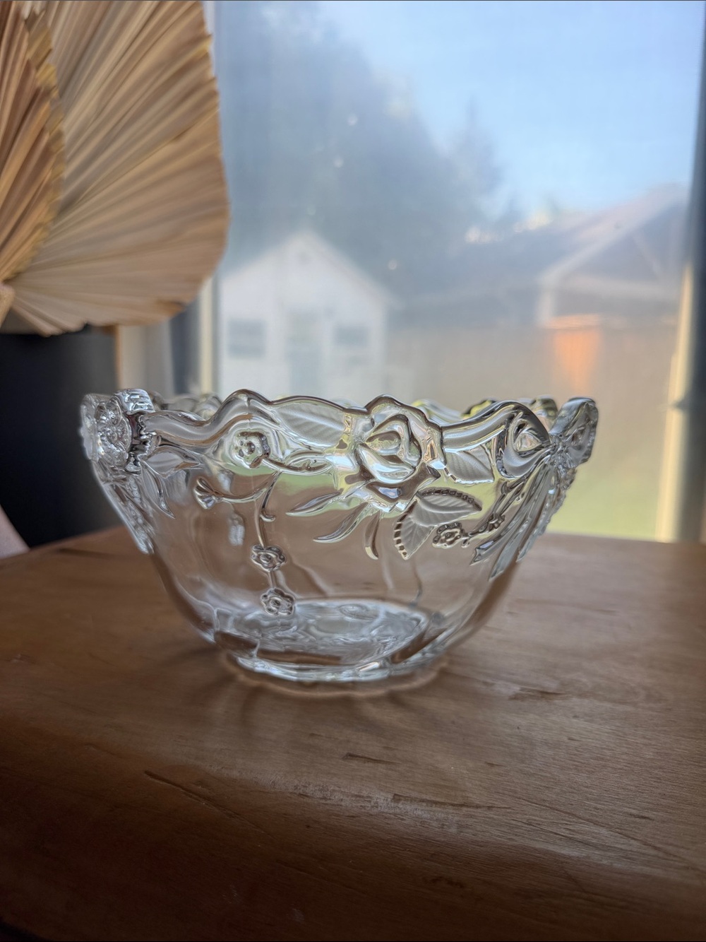 Mikasa Floral Bow Ribbon Glass Bowl - Vintage Home Art